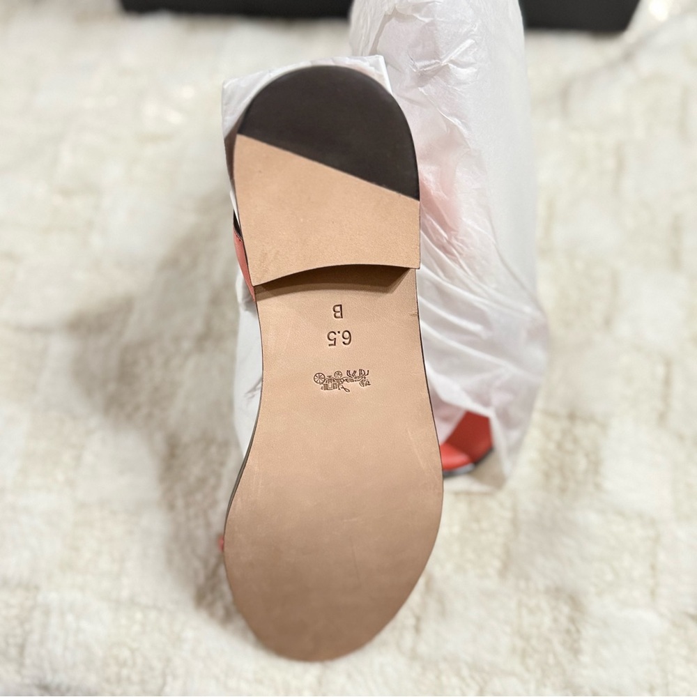 Coach Sadie Semi Matte Calf Sandal Deep Coral Colorful Studs Size 6.5M - Picture 6 of 10